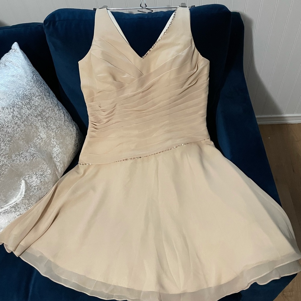 Champagne chiffon knee-length dress